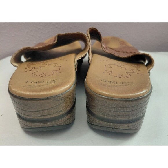 Dansko Mila Woven Vegan Leather Stapled Clog Sandals Honey Brown Size US9/EU40 - Picture 4 of 8